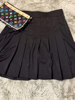 Black Pleated high-rise athletic Women's Skort Classic A-Line
